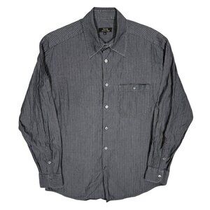 Zanella Dress Shirt Made in Italy Herringbone Black Cotton Large